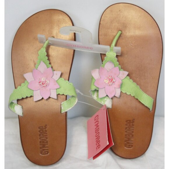 2006 Gymboree Island Fun Flip Flips Shoes sz 13 Thongs Sandals Pink Floral Beach - Picture 1 of 6